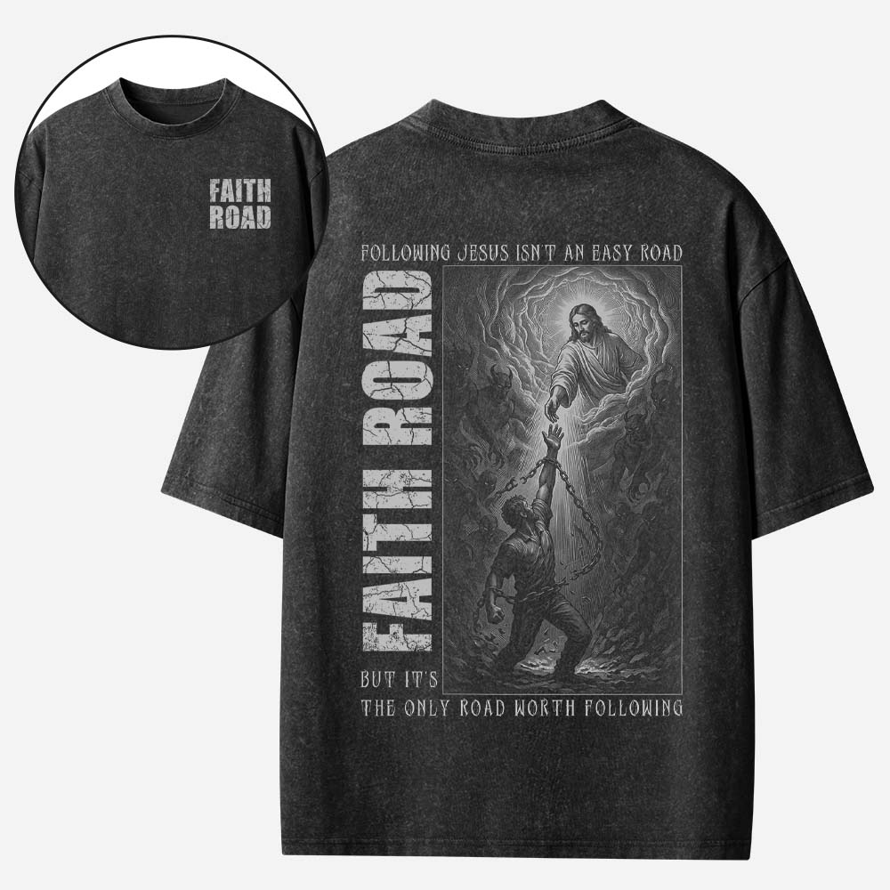 Faith Road Christian Washed T-Shirt