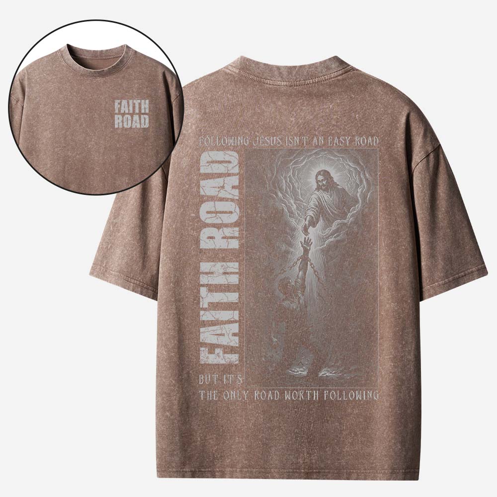 Faith Road Christian Washed T-Shirt