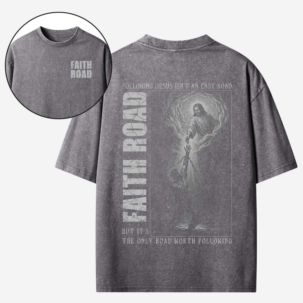 Faith Road Christian Washed T-Shirt