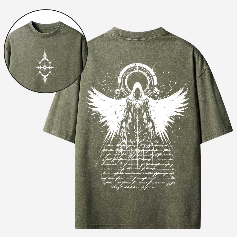 Fallen Angel Wings Christian Washed T-Shirt