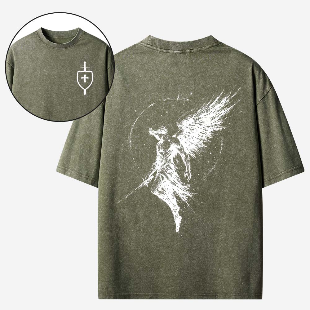 Divine Protection In Every Stitch Christian Washed T-shirt