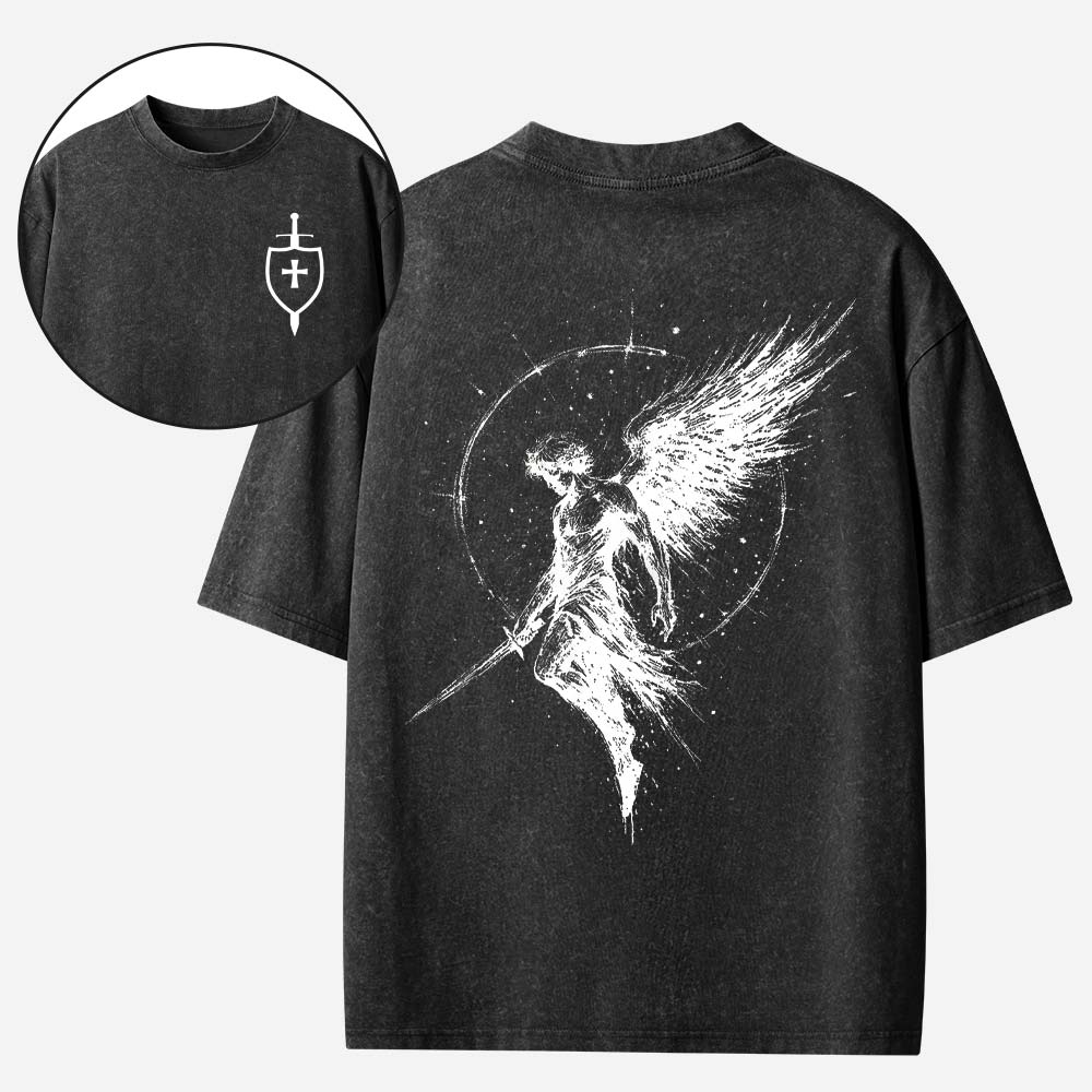 Divine Protection In Every Stitch Christian Washed T-shirt