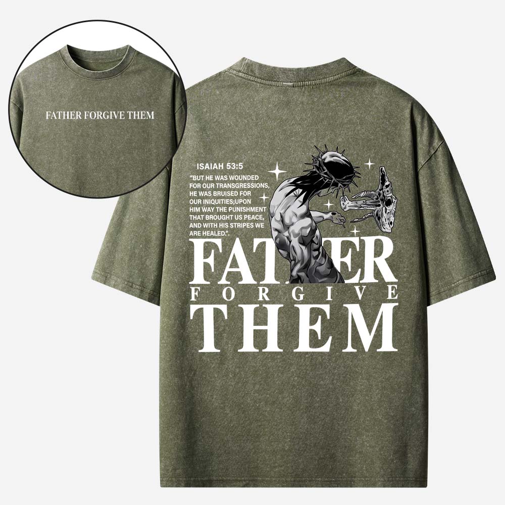Father Forgive Them Christian Washed T-shirt