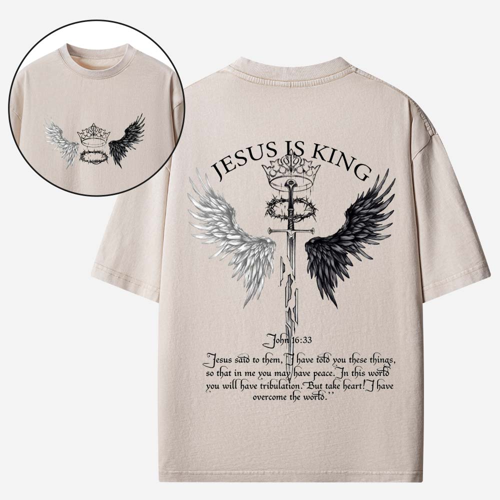 Jesus Is King Christian Washed T-shirt