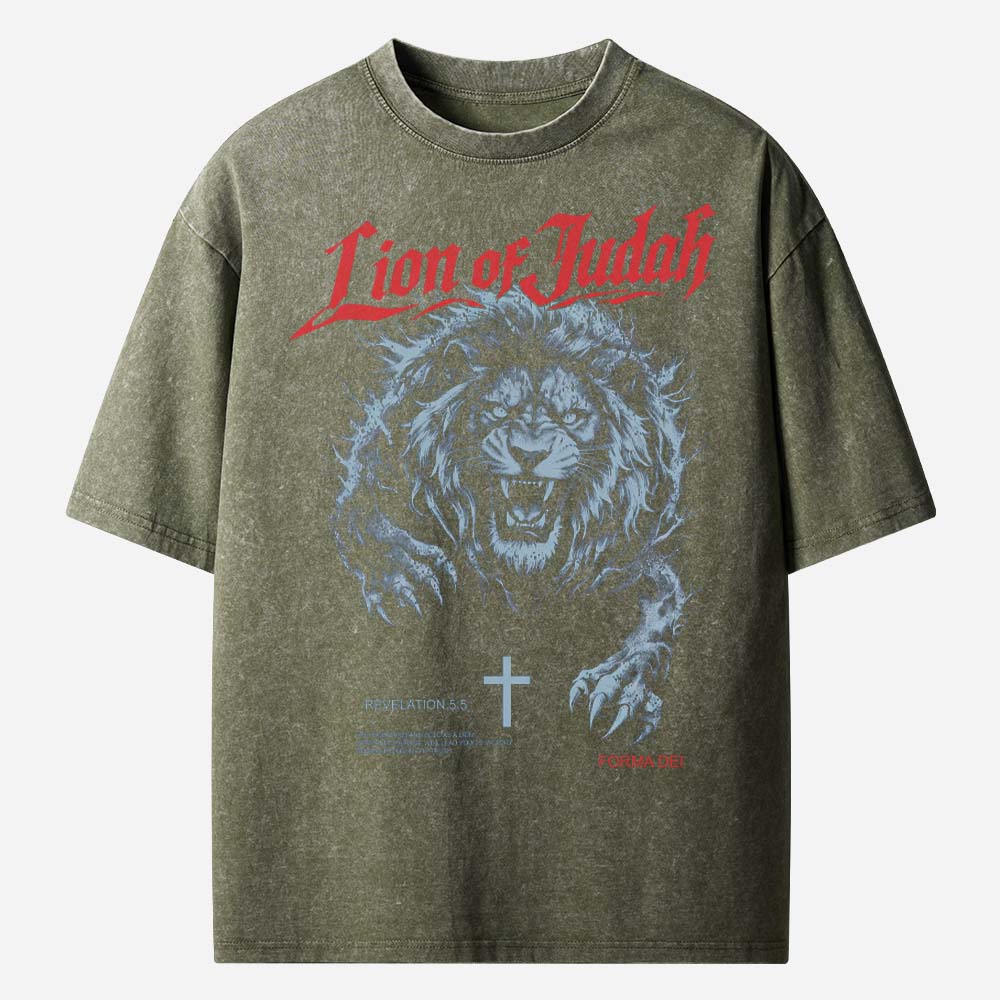 Lion of Judah Christian Washed T-Shirt