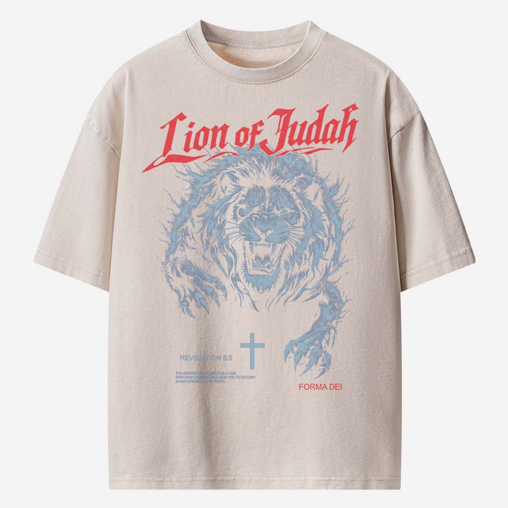 Lion of Judah Christian Washed T-Shirt