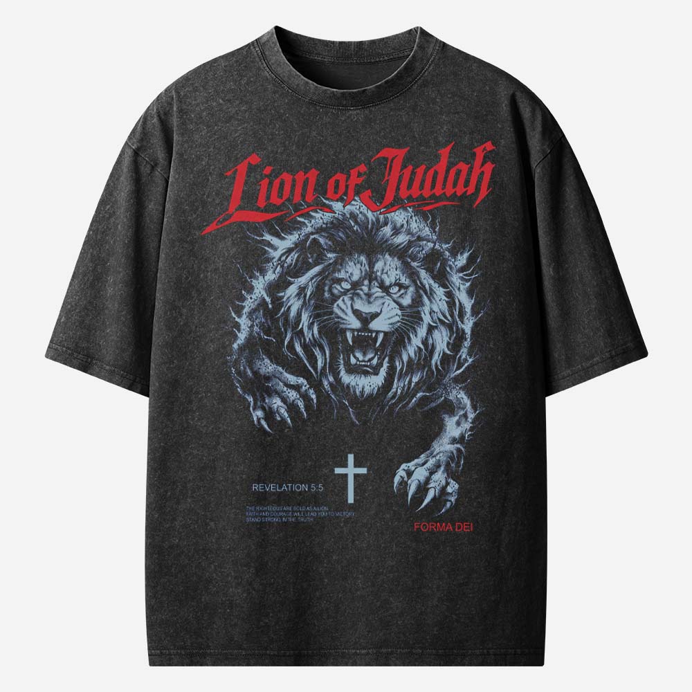 Lion of Judah Christian Washed T-Shirt