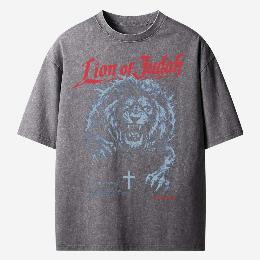 Lion of Judah Christian Washed T-Shirt
