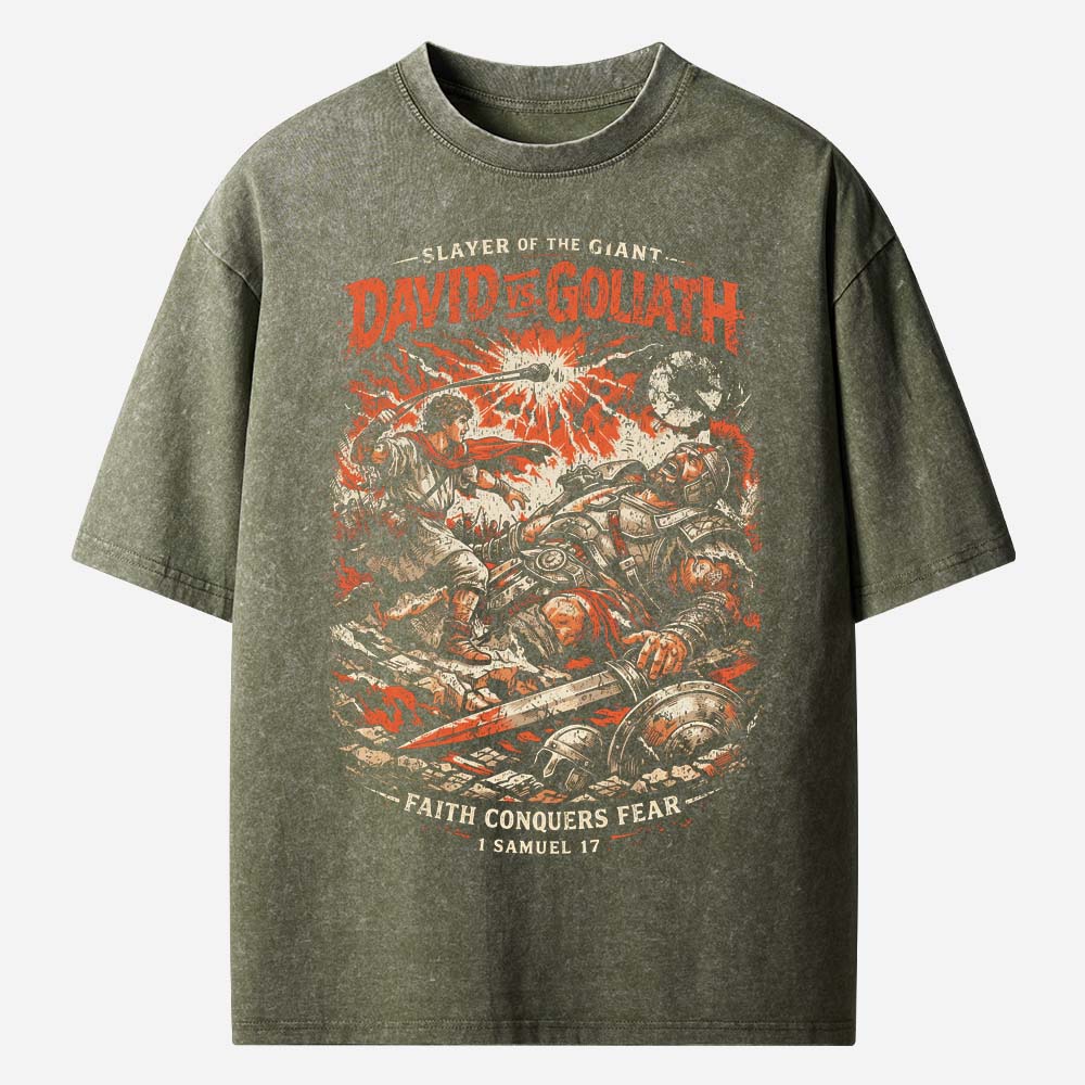 David vs Goliath Christian Washed T-Shirt