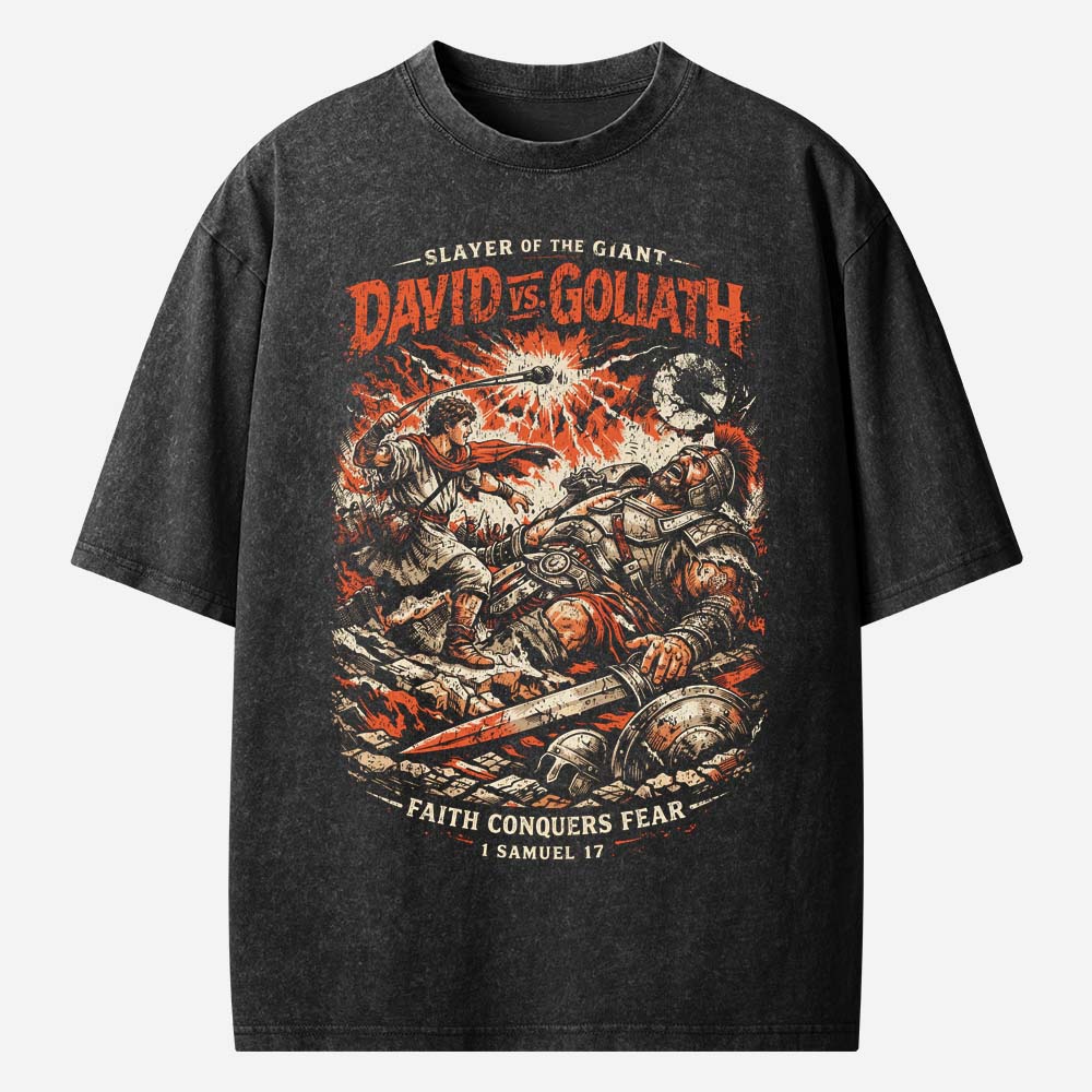 David vs Goliath Christian Washed T-Shirt