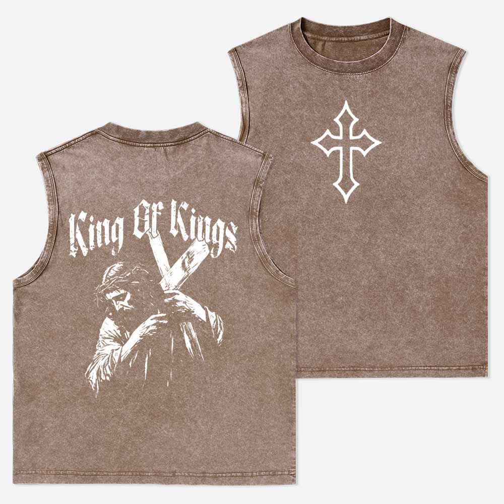 King of Kings Christian Washed Tank Top