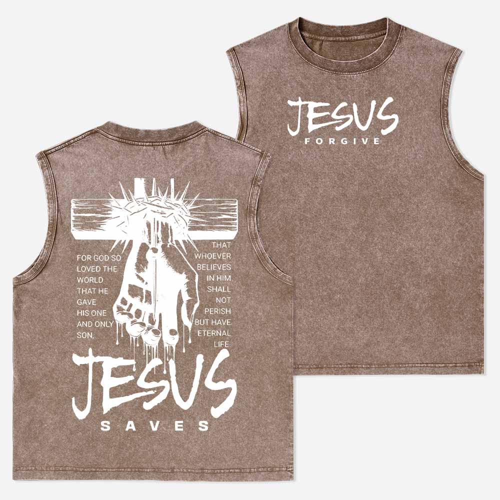 Jesus Forgive Christian Washed Tank Top