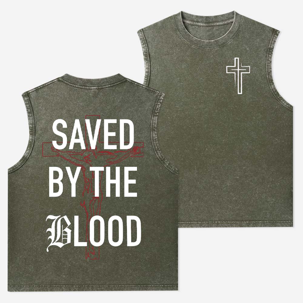 Saved by The Blood Christian Washed Tank Top