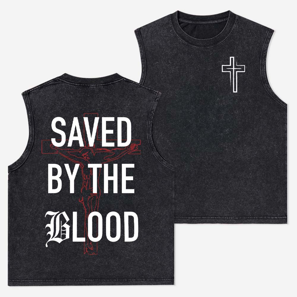 Saved by The Blood Christian Washed Tank Top