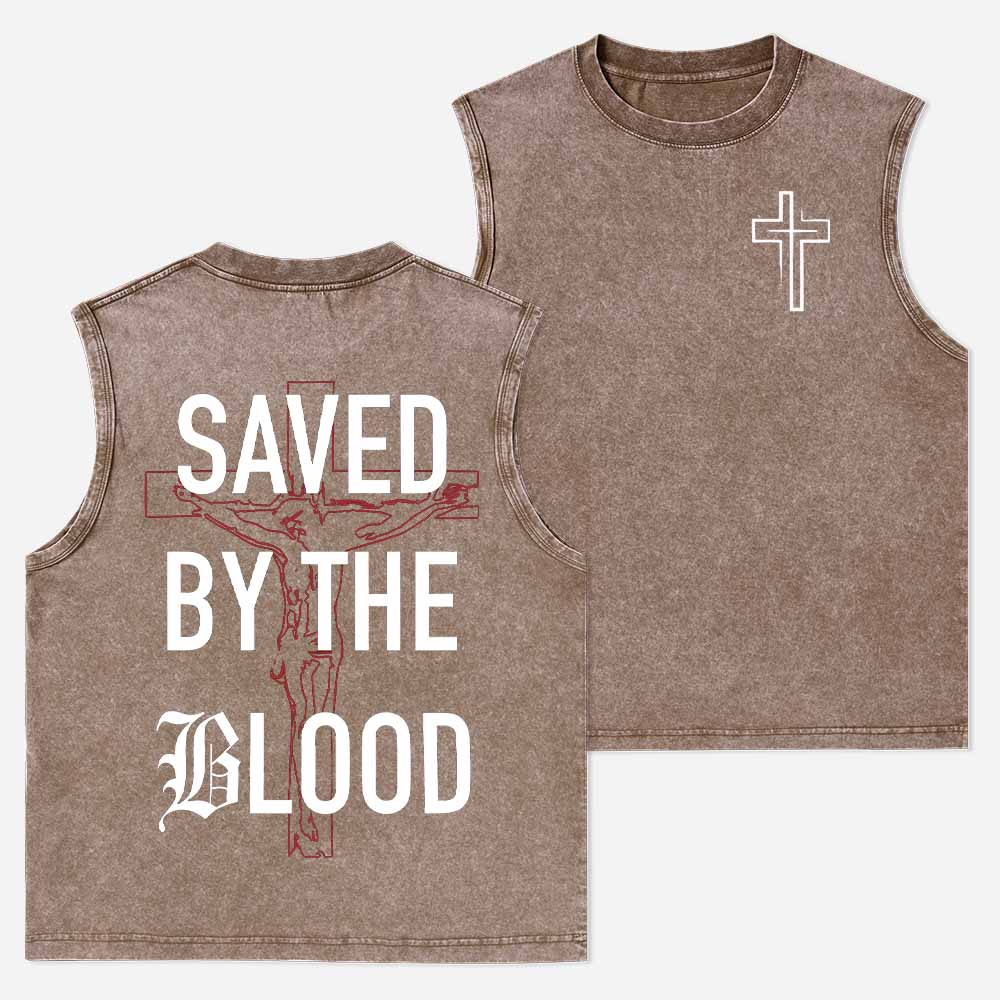 Saved by The Blood Christian Washed Tank Top