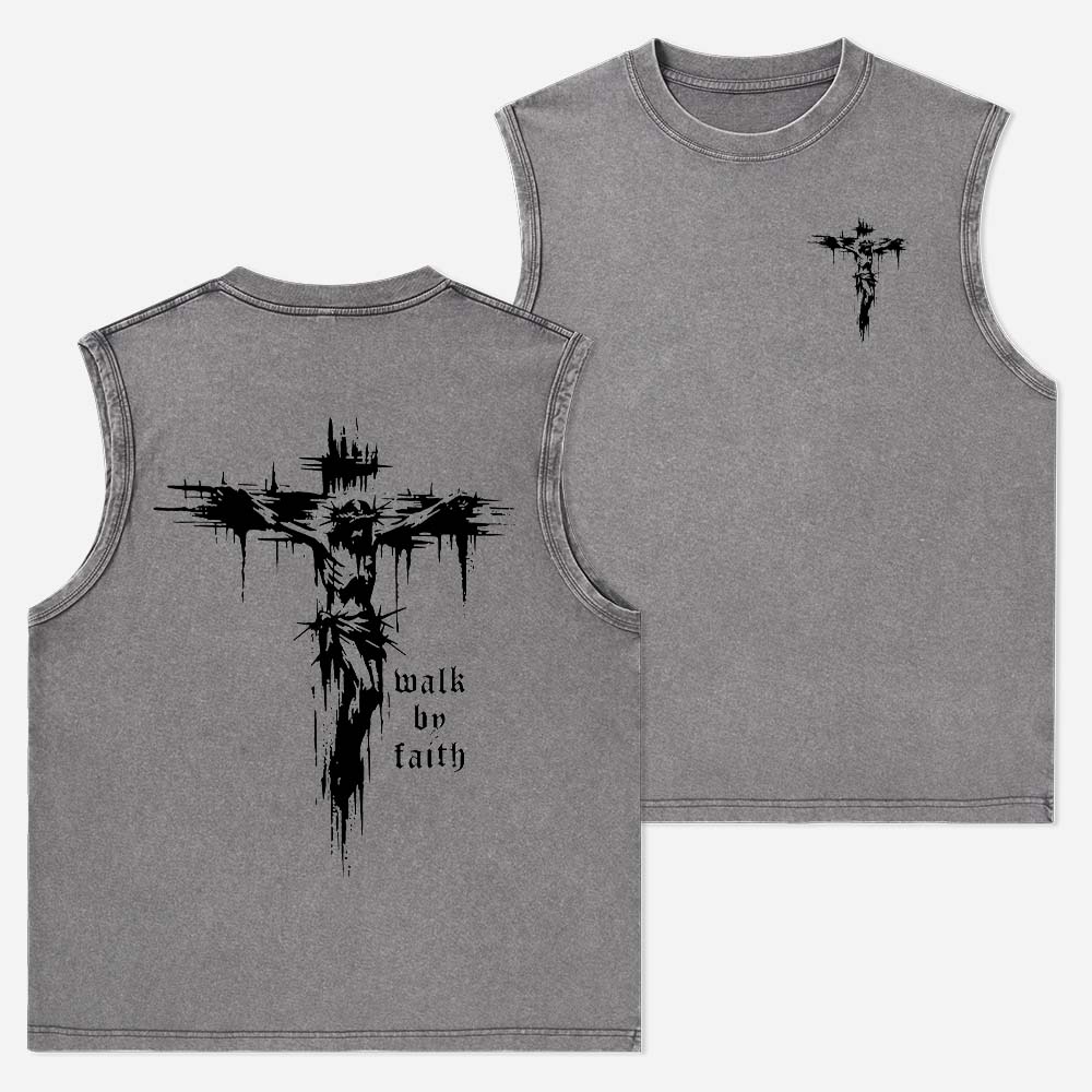 Walk by Faith Christian Washed Tank Top