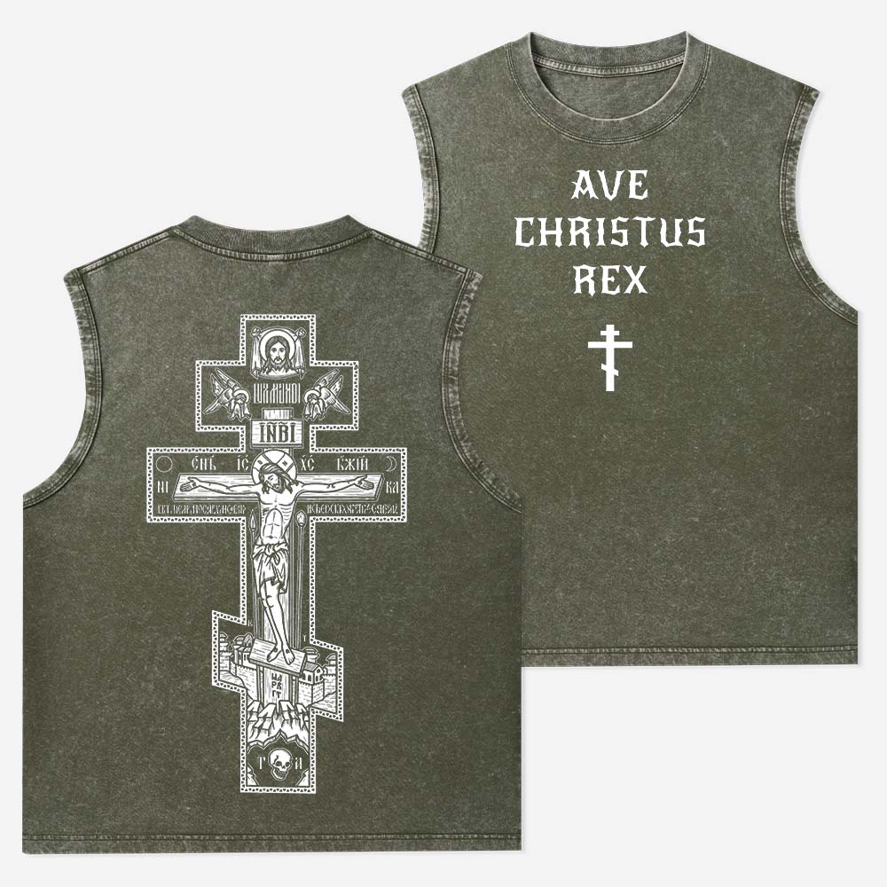 Ave Christus Rex Christian Washed Tank Top