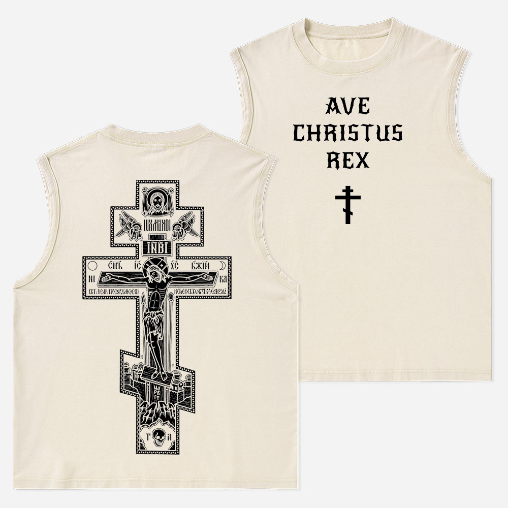 Ave Christus Rex Christian Washed Tank Top