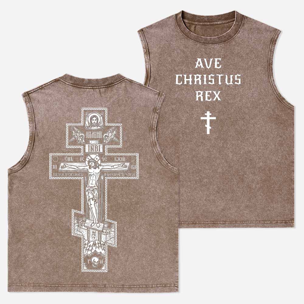 Ave Christus Rex Christian Washed Tank Top