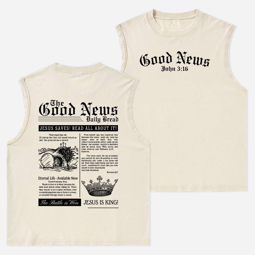 The Good News Christian Washed Tank Top
