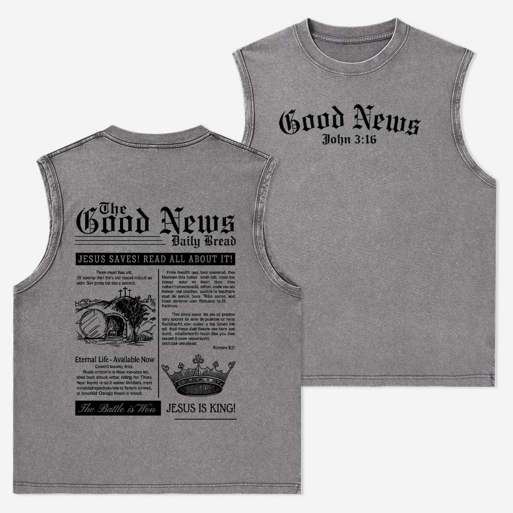 The Good News Christian Washed Tank Top