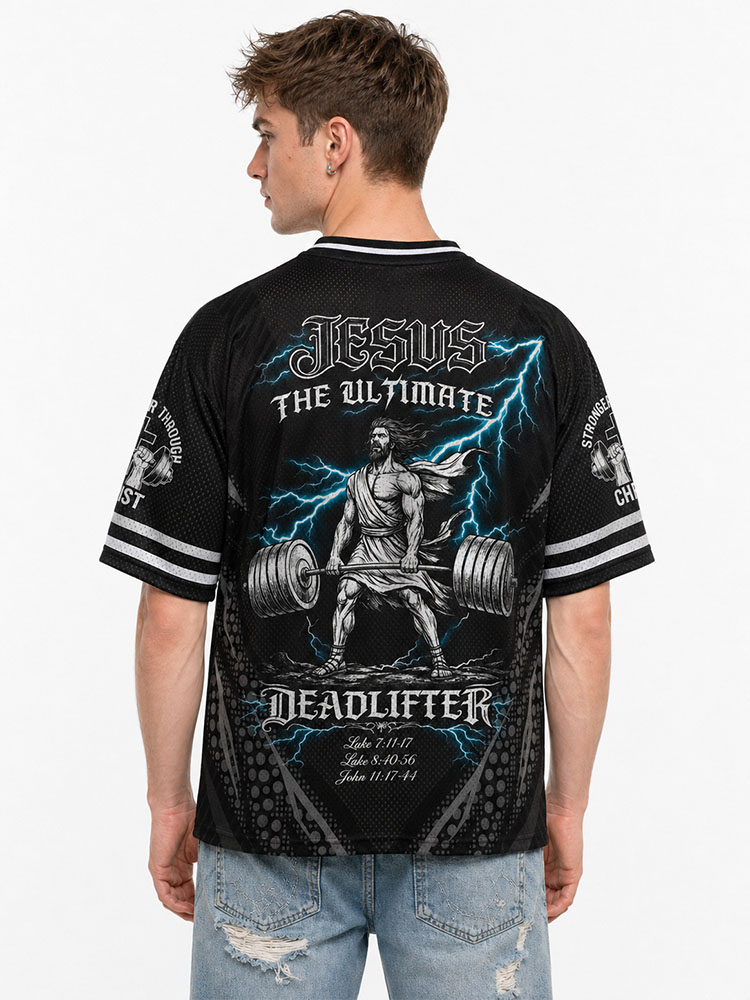Jesus The Ultimate Deadlifter Christian Mesh Jersey