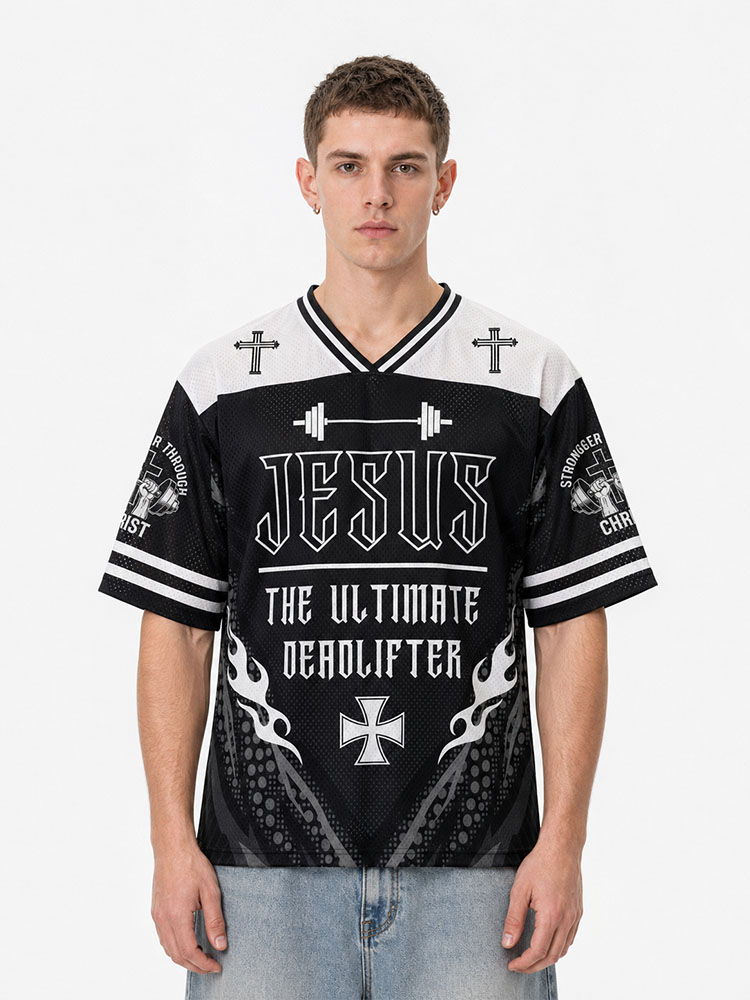 Jesus The Ultimate Deadlifter Christian Mesh Jersey