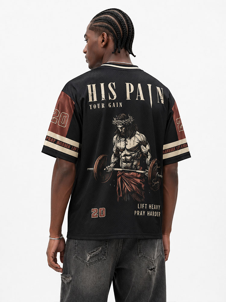 His Pain Your Gain Christian Mesh Jersey
