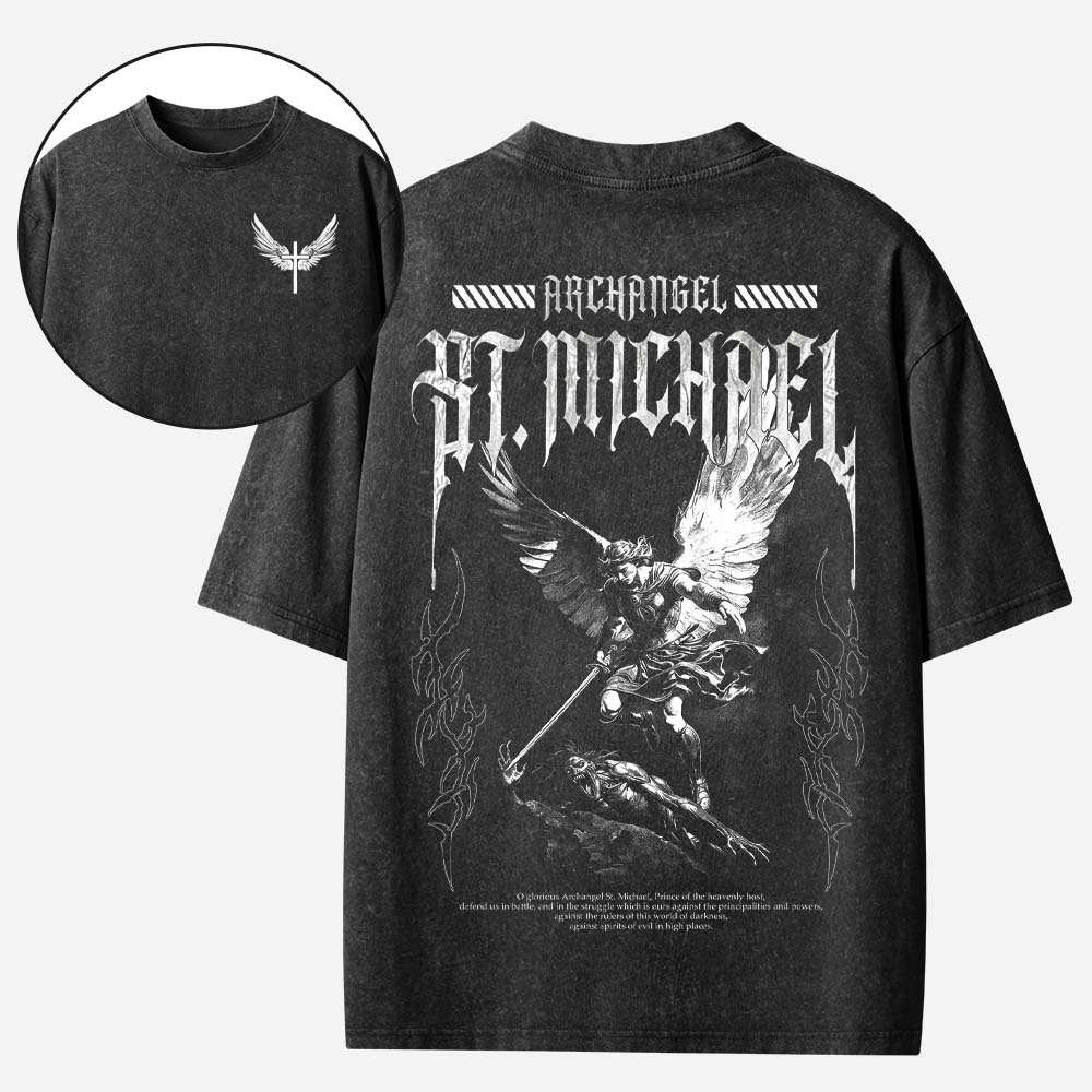 Archangel St. Michael Christian Washed T-Shirt