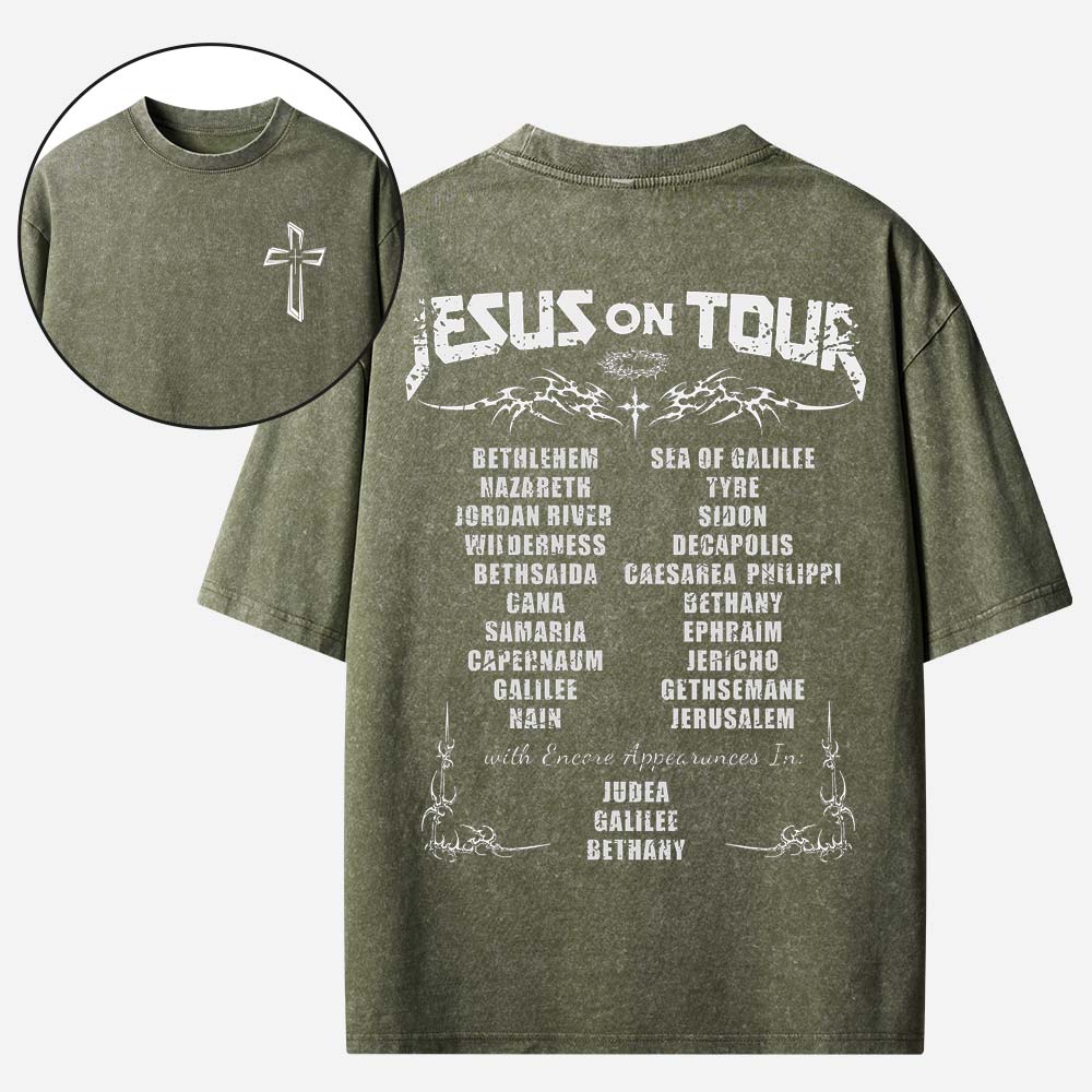 Jesus On Tour Christian Washed T-Shirt