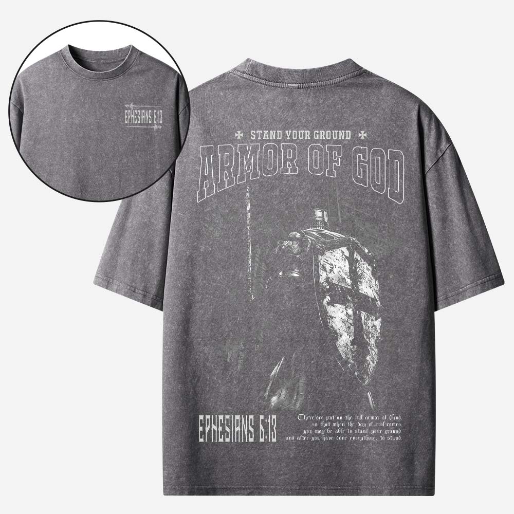 Armor Of God Christian Washed T-Shirt