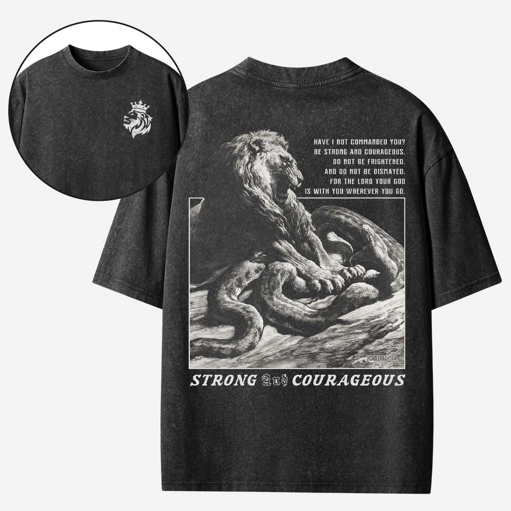 Strong and Courageous Christian Washed T-Shirt