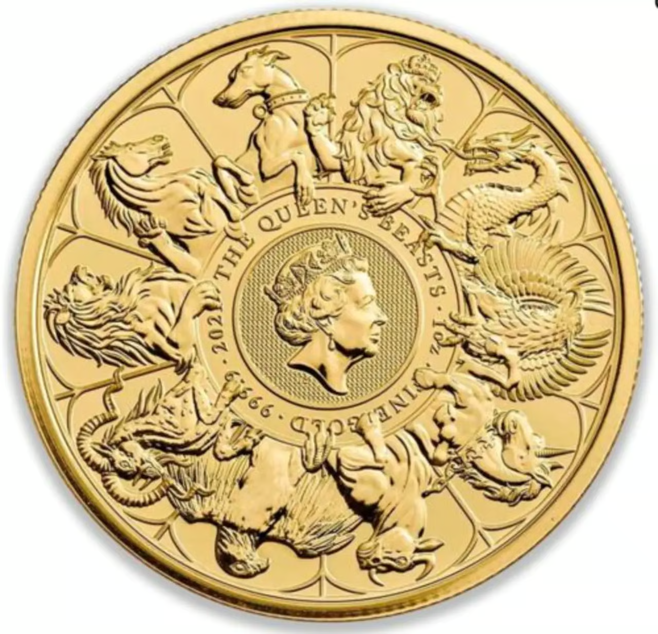 🔥 Final Hours! Only $13.98 - 1oz Gold Coin 999.9 Royal Mint Queens Beasts Completer 2021 (Last One)