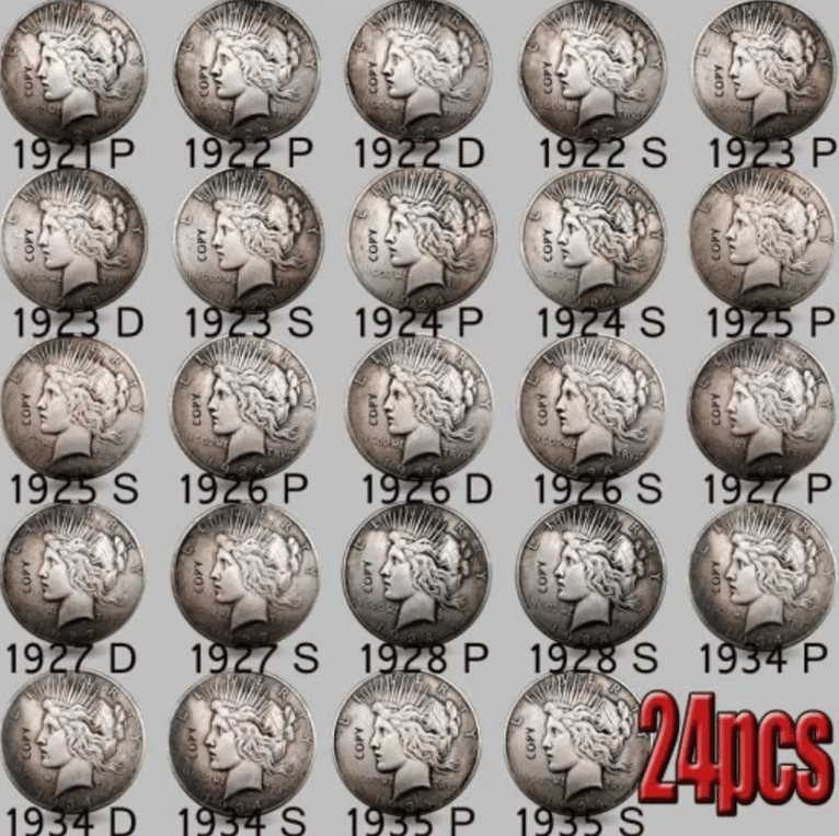🔥Last 10 sets!!!-The Complete Collection of 1921~1935 Peace Silver Dollar 24 Coin Set