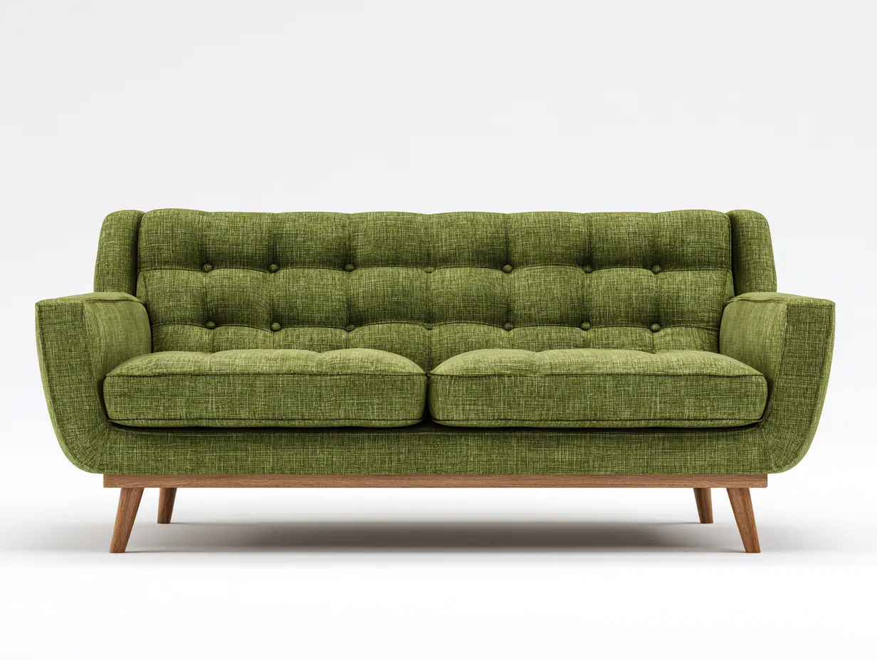Divano lineare-tessuto-220x90x84 cm-Verde-moderno retrò-Zadoriadwell