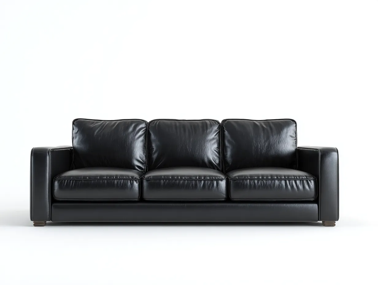 Divano lineare-pelle-220x92x88 cm-Nero-moderno-Zadoriadwell