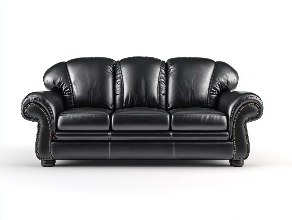 Divano lineare-pelle-215x98x92 cm-Nero-classico-Zadoriadwell