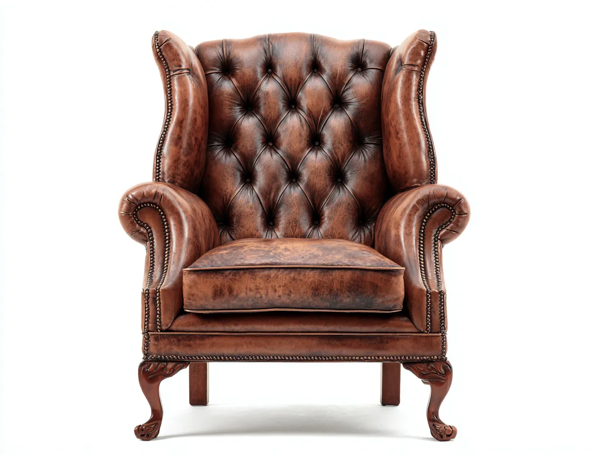 Poltrona a orecchioni - Pelle - 94x88x114 cm - Marrone - Stile classico-Zadoriadwell