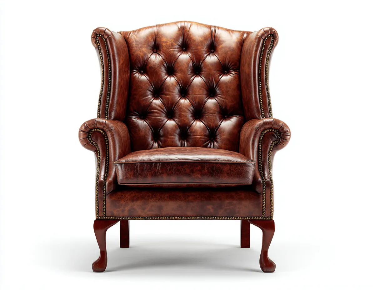 Poltrona a orecchioni - Pelle - 93x87x113 cm - Marrone - Stile classico-Zadoriadwell