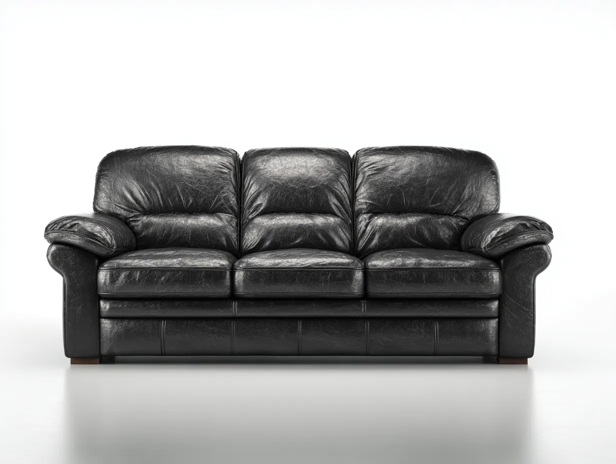 Divano lineare-pelle-210x90x85 cm-Nero-moderno-Zadoriadwell