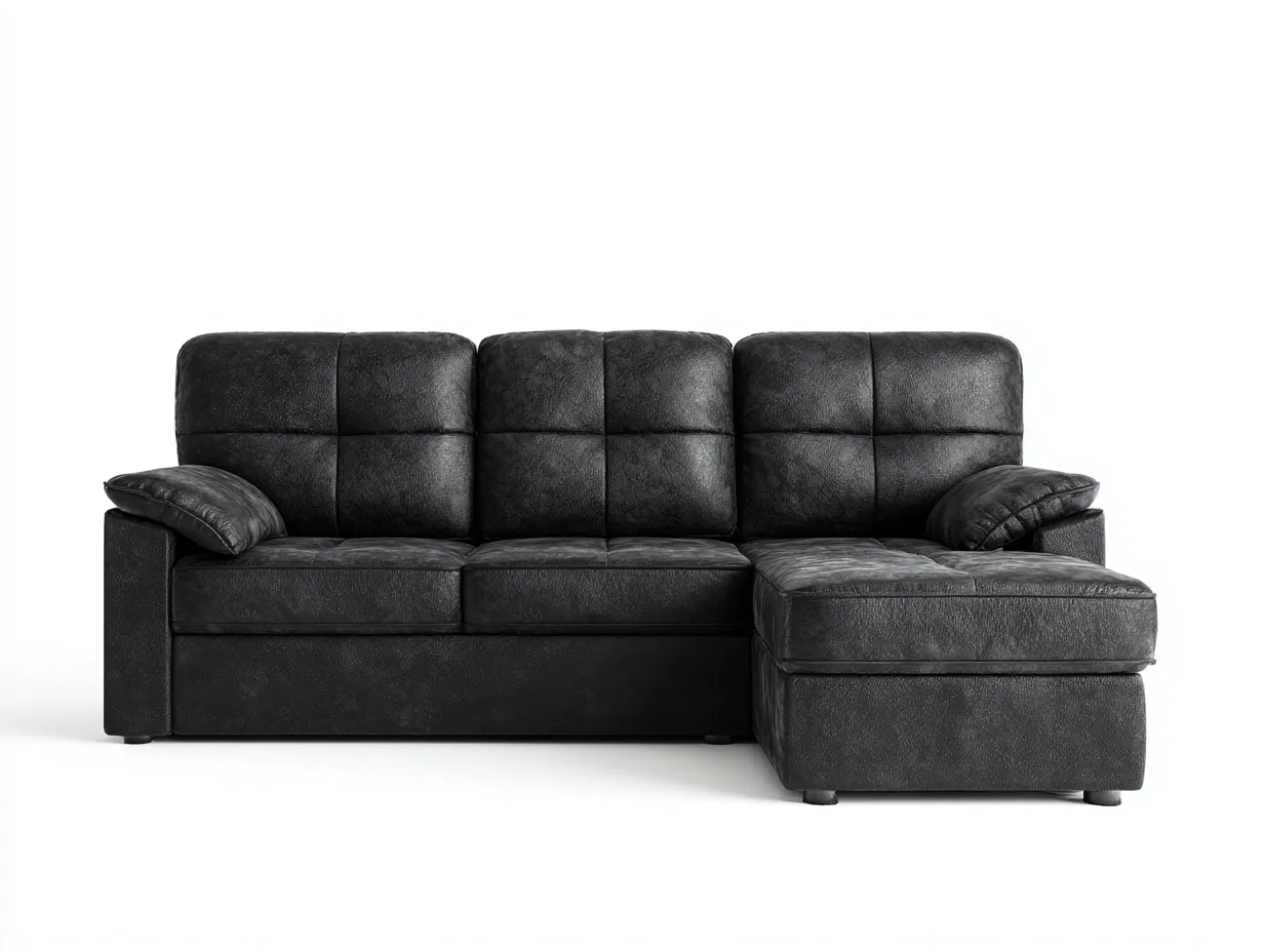 Divano angolare-Ecopelle-265x165x85 cm-Nero-Design moderno-Zadoriadwell