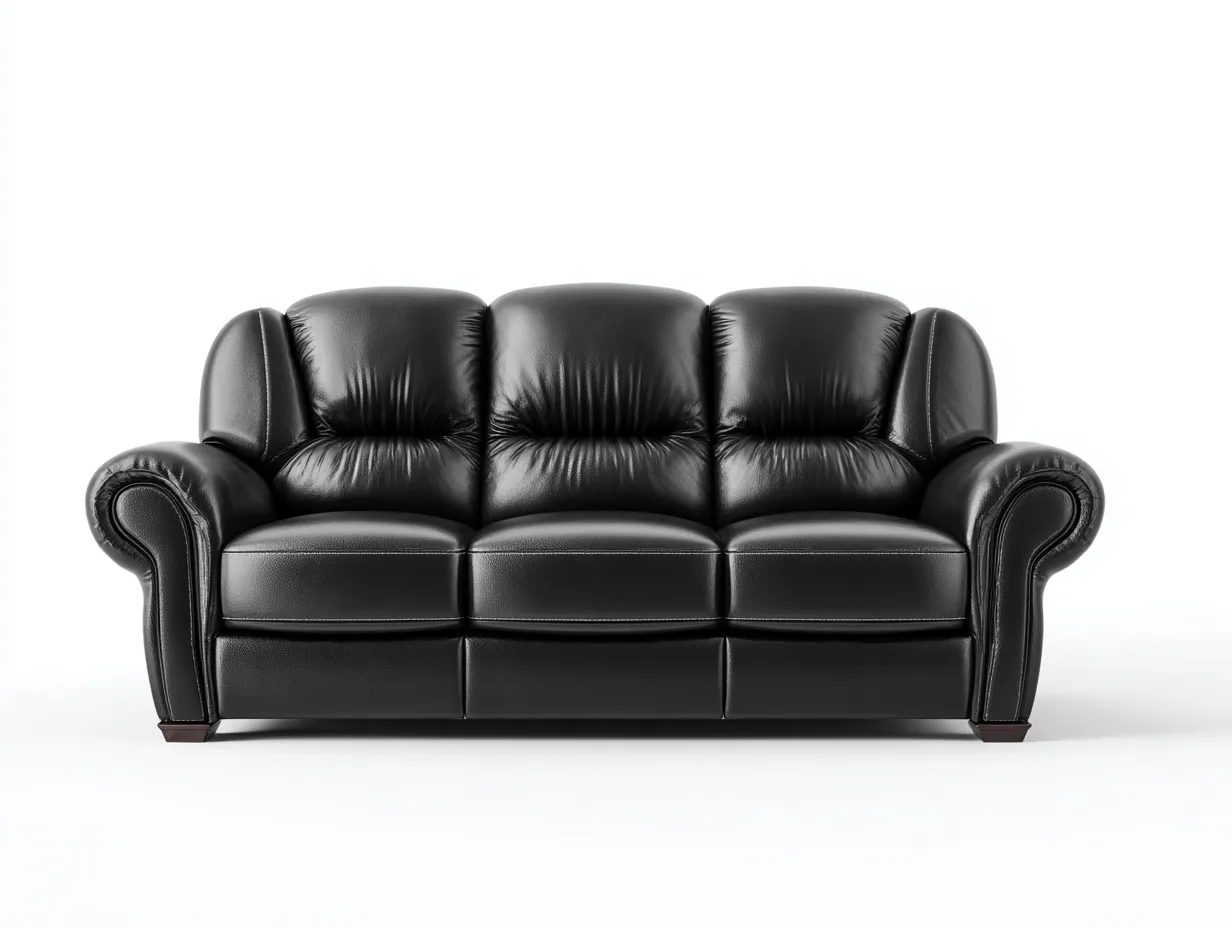 Divano lineare-pelle-205x95x90 cm-Nero-classico-Zadoriadwell