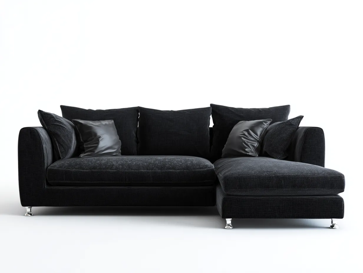 Divano angolare-Tessuto-258x168x88 cm-Nero-Design contemporaneo-Zadoriadwell