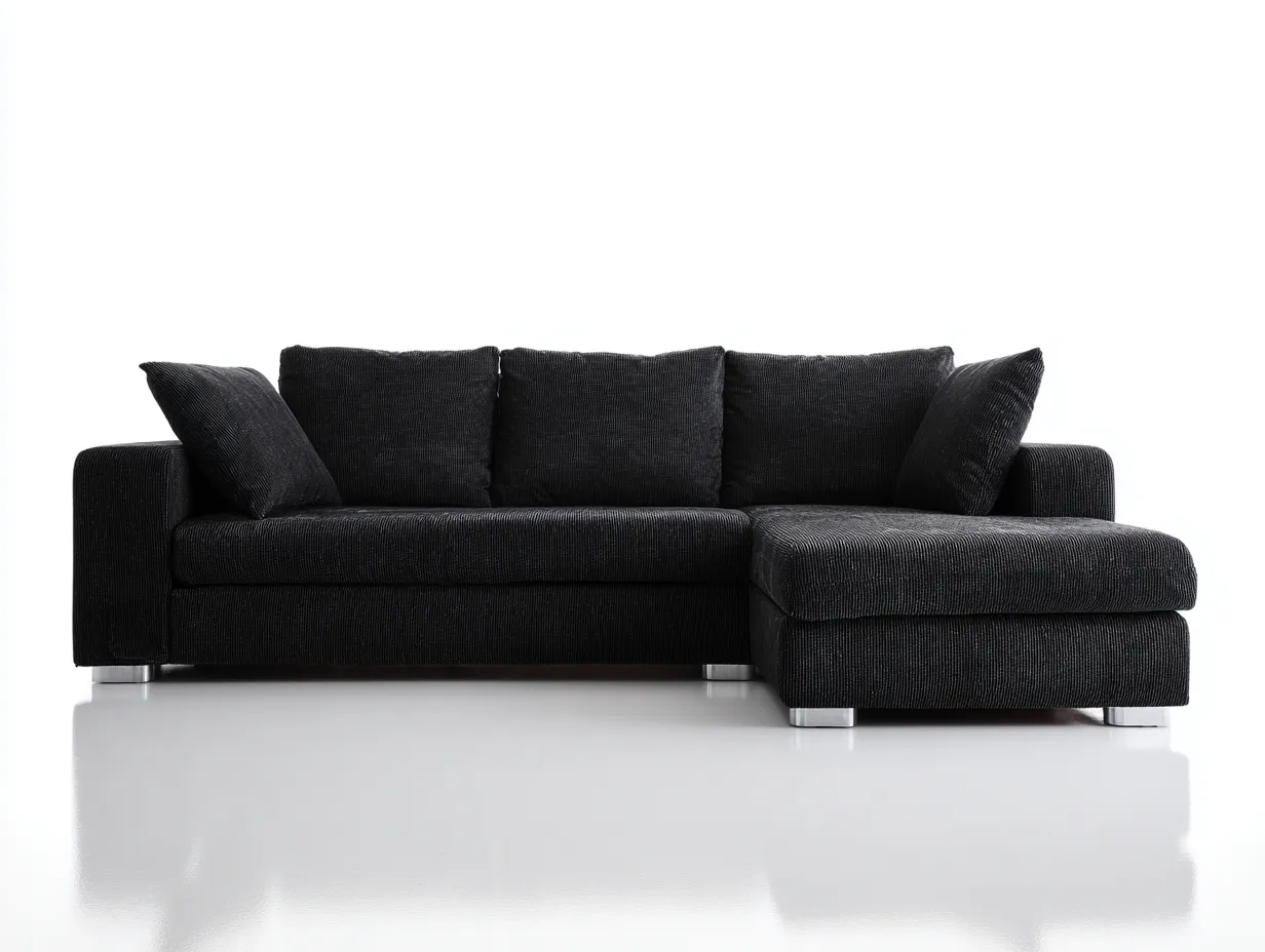 Divano angolare-Tessuto-270x172x86 cm-Nero-Design minimalista-Zadoriadwell