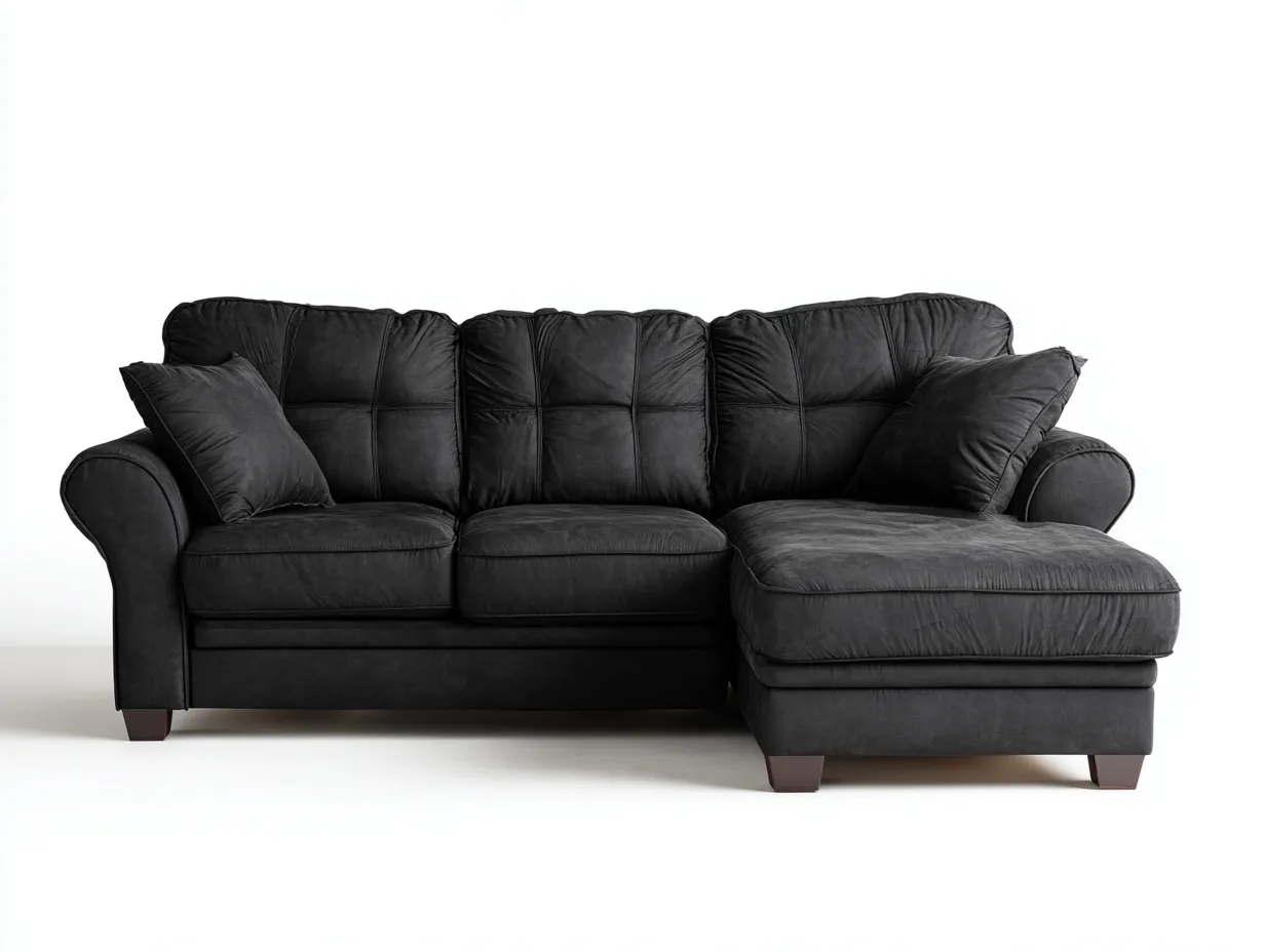 Divano angolare-Tessuto-262x170x90 cm-Nero-Stile classico moderno-Zadoriadwell