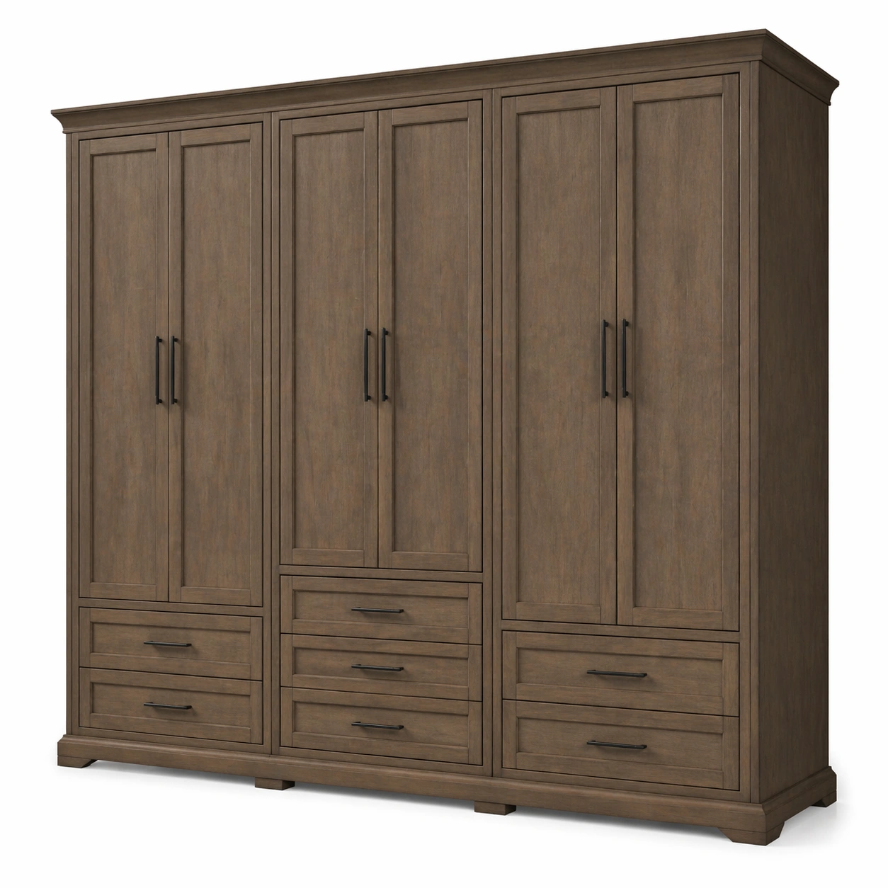 Armario de madera clasico con seis puertas y siete cajones almacenamiento organizado resistente estructura duradera dise?o elegante ideal para guardar ropa y accesorios-loftlyn