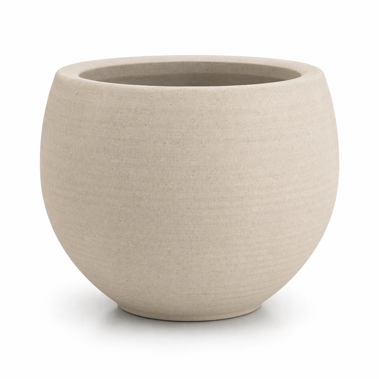 Maceta redonda grande con dise?o estriado vertical en color beige claro perfecta para interiores y exteriores con estilo moderno y elegante resistente y ligera para plantas decorativas de hogar u oficina-loftlyn