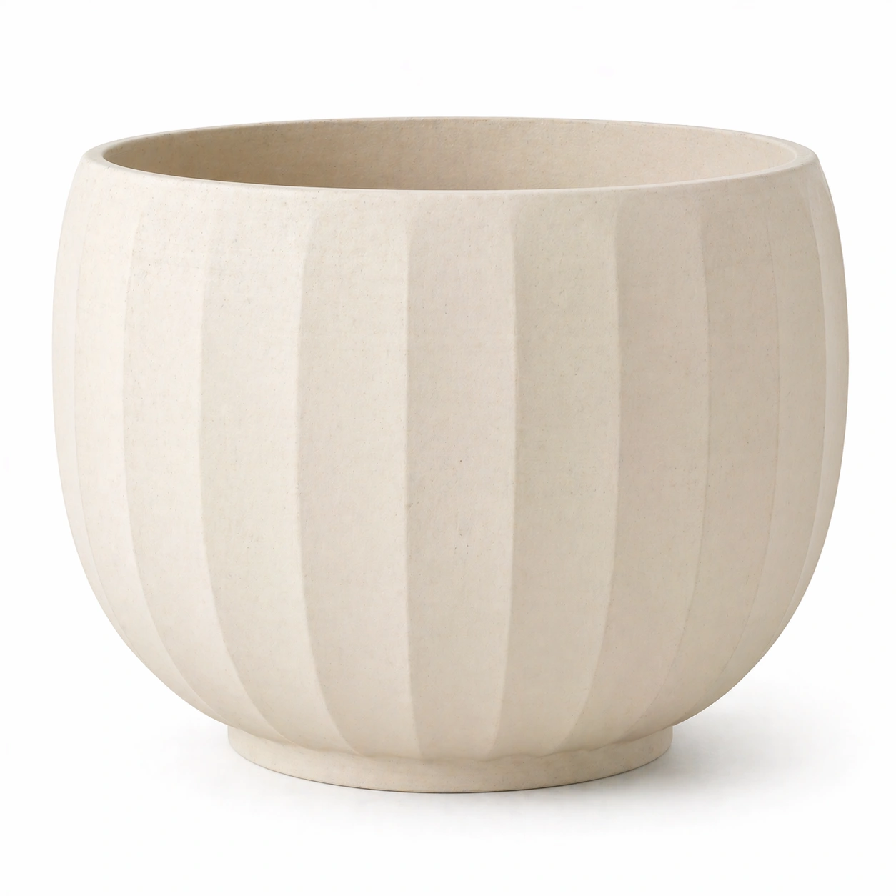 Maceta redonda grande lisa en color crema para interiores y exteriores con dise?o minimalista elegante resistente al clima ideal para plantas decorativas y mejora del ambiente de hogar u oficina-loftlyn