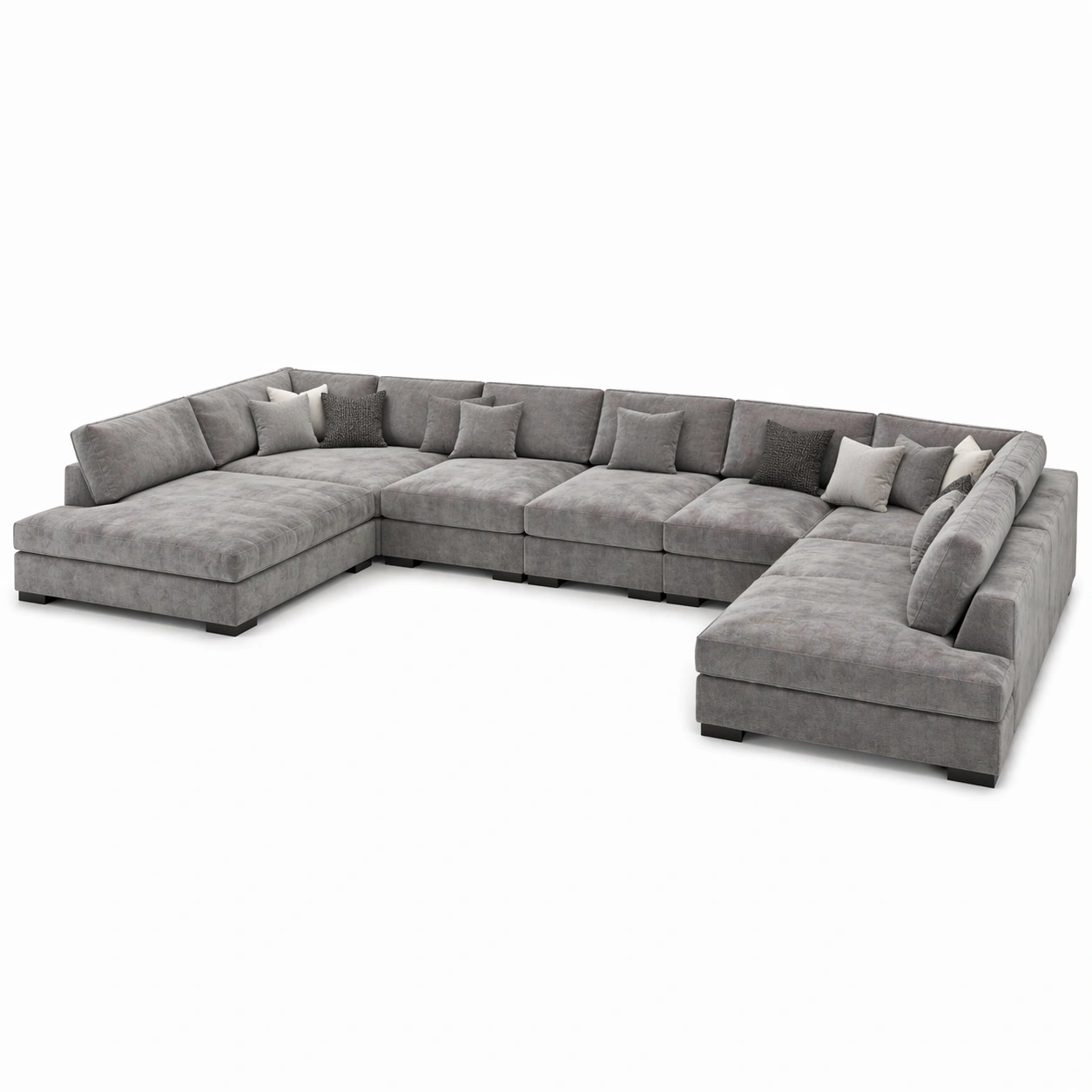 Sofa esquinero modular grande gris con cojines decorativos y diseno minimalista perfecto para salon familiar moderno y elegante de lujo-loftlyn