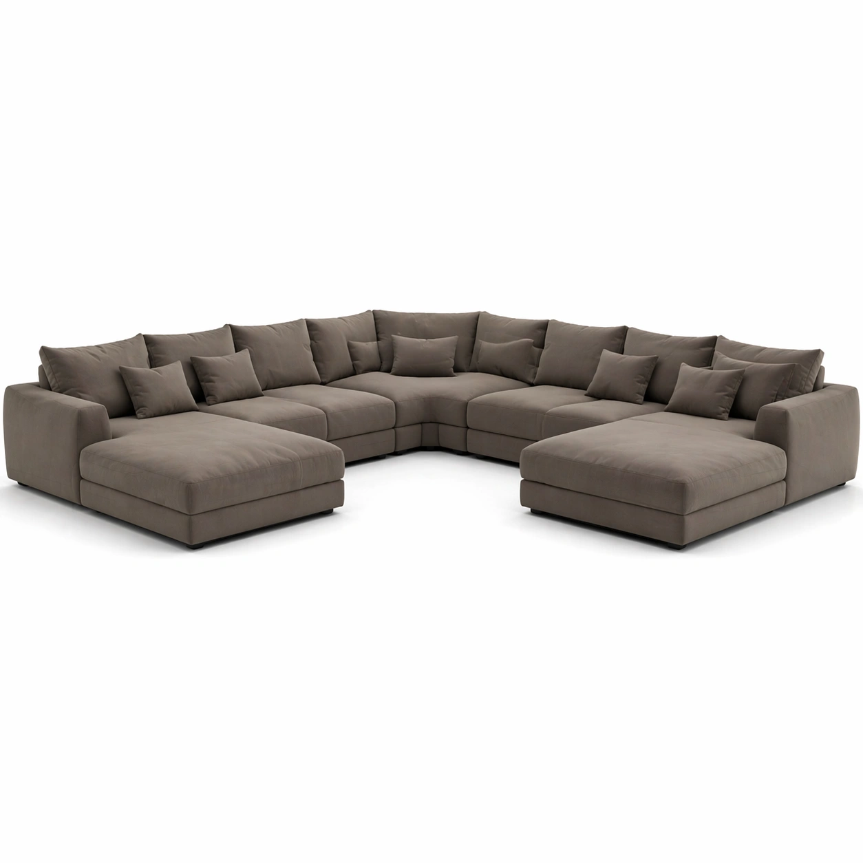 Sofa seccional grande moderno elegante minimalista para sala de estar con cojines incluidos tapizado de tela suave color marron medio ideal para hogar confortable decoracion moderna y espaciosa perfecto para reuniones familiares y descanso-homviae